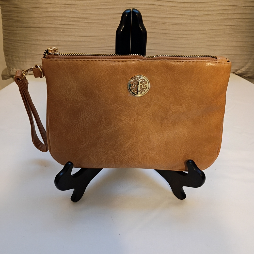 Elegant Tan Wristlet Clutch